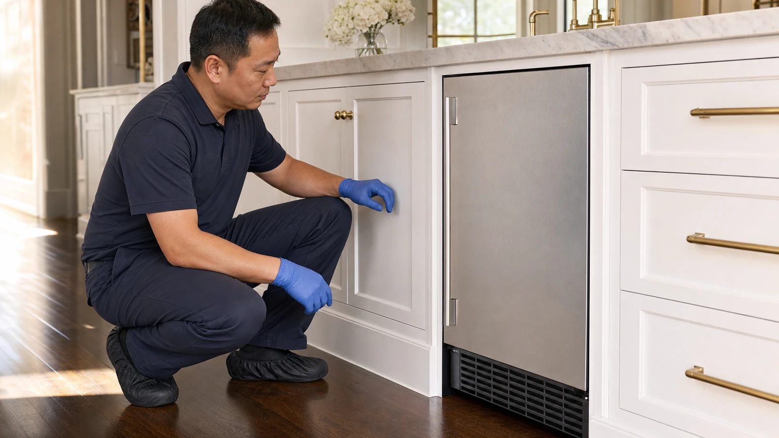 Undercounter ice maker diagnostic visit in the service area
