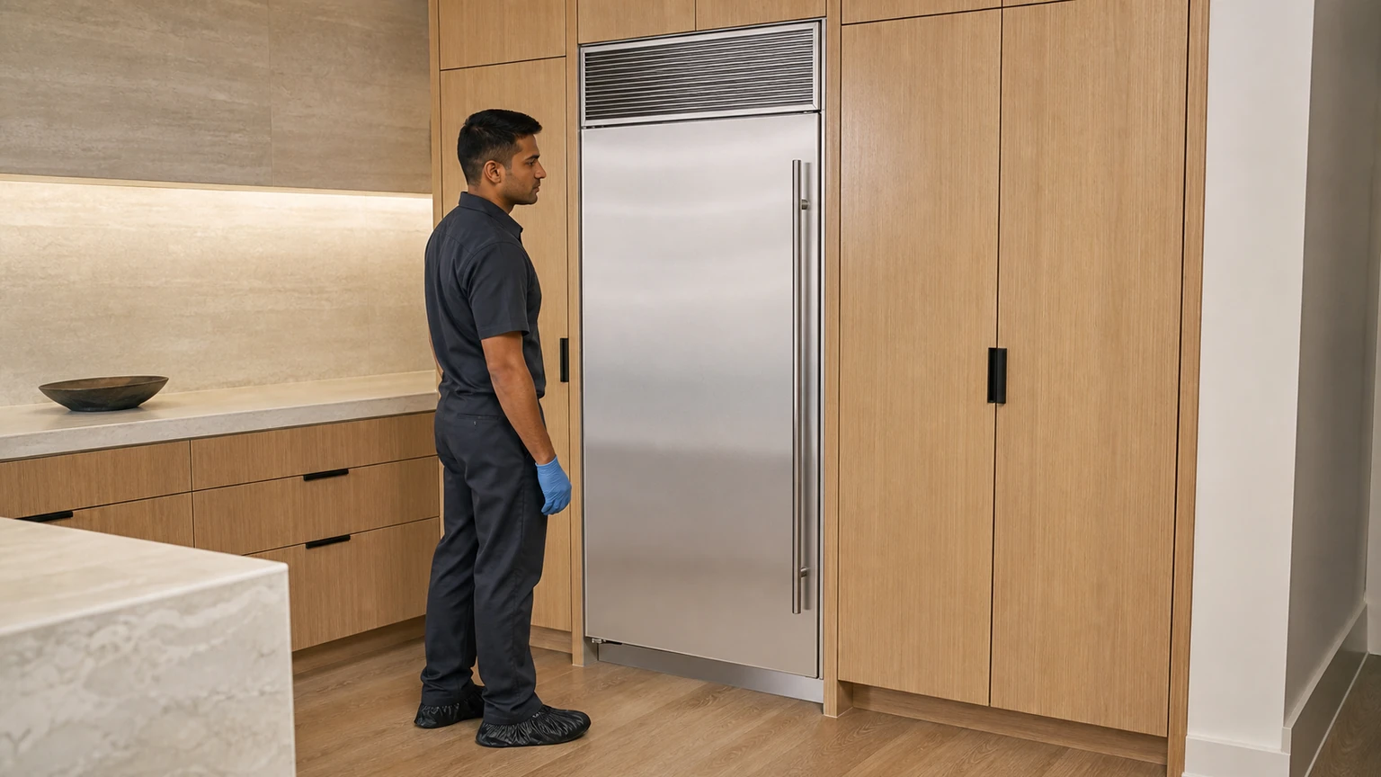 Built-in refrigerator diagnostic visit in the service area